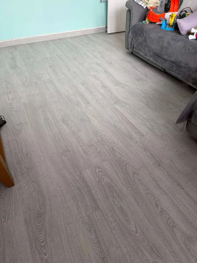 Pale grey laminate in a living room